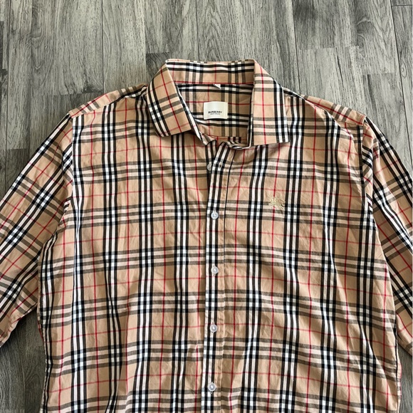 Burberry London Men's Nova Check Tan and Black Checkered Shirt 3XL - Picture 2 of 8
